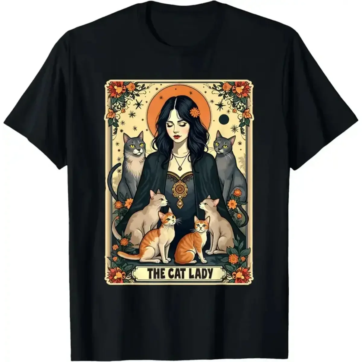Undershirt Crew Neck - T-shirt unisexe 'The Cat Lady' avec